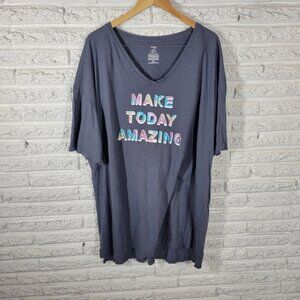 Secret Treasures Womens Pajama Top 2X 3X Plus Gray Make Today Amazing GRA41E